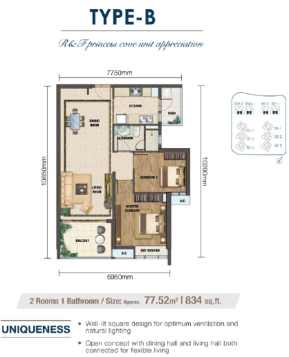 R&F Princess Cove Type B Floor Plan