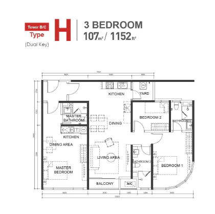 The M Macrolink Type H Floor Plan